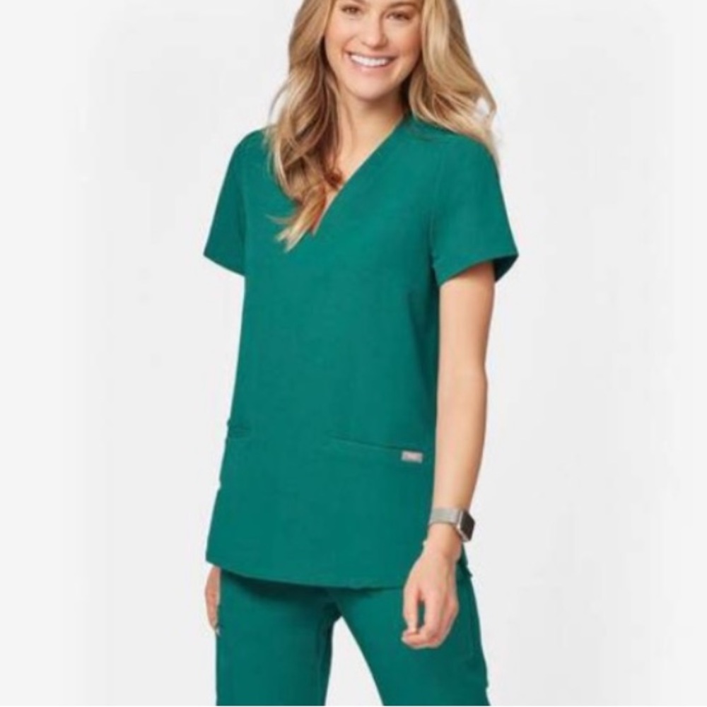 Figs Hunter Green Catarina Top XS